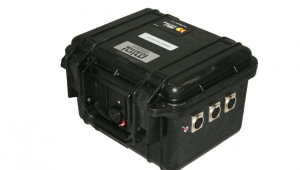 12 Volt DC Battery with 3 XLR 4 pin outlets, all housed in a small 